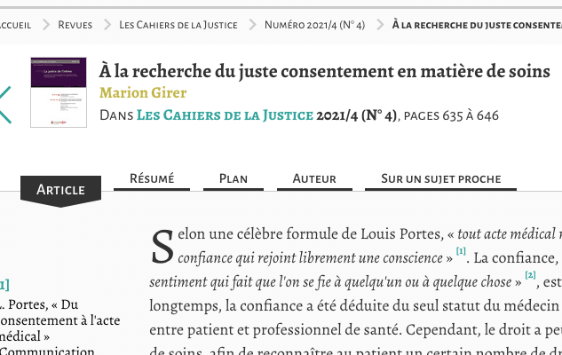 2021/4 À la recherche du juste consentement en matière de soins